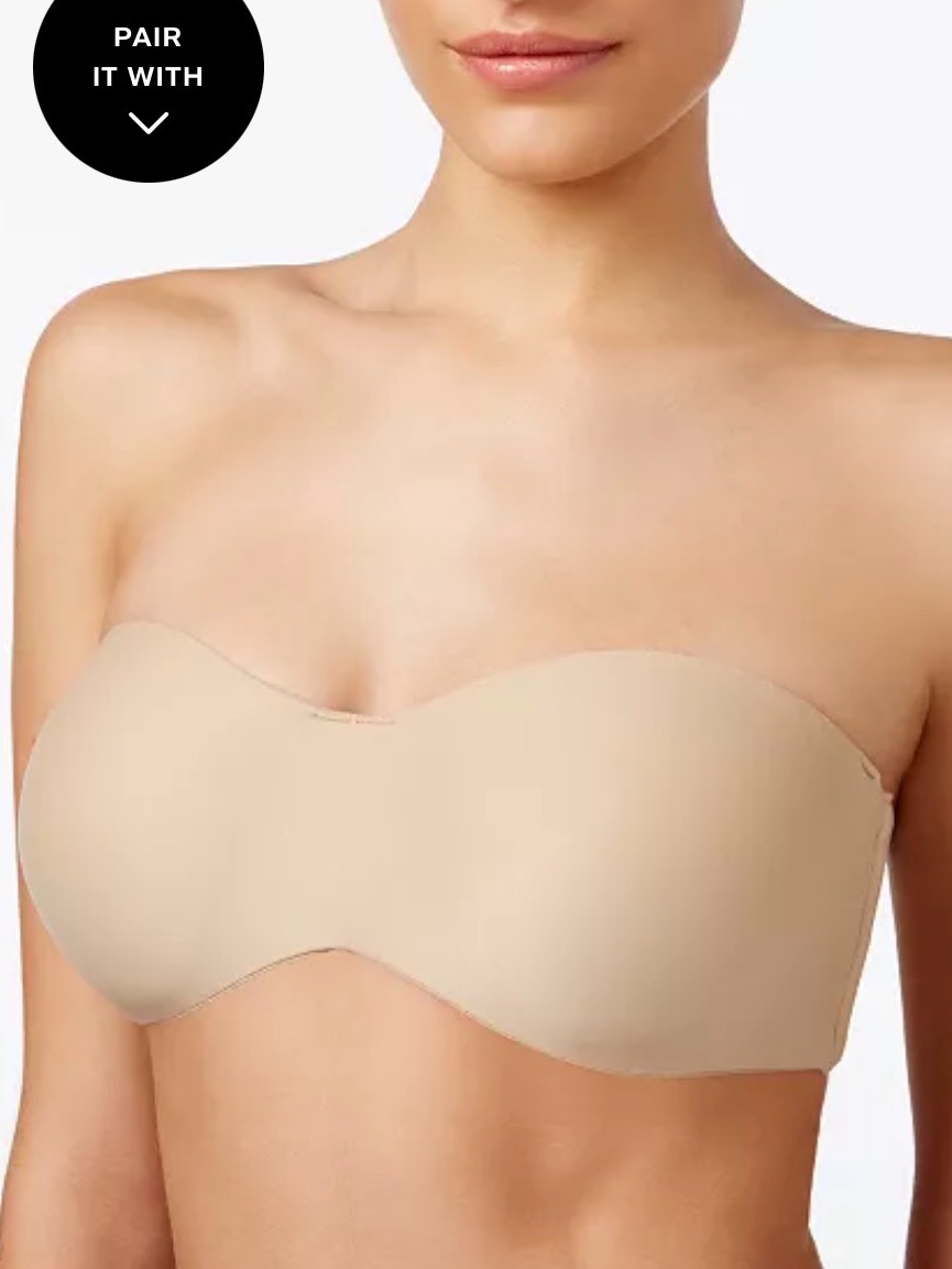 Lilyette Seamless Strapless Bandeau Bra In Nude Beige With Detachable Straps